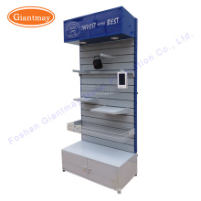 Retail shop accessories hanging metal slat wall free standing metal slatwall trade show display shelving units for exhibitions